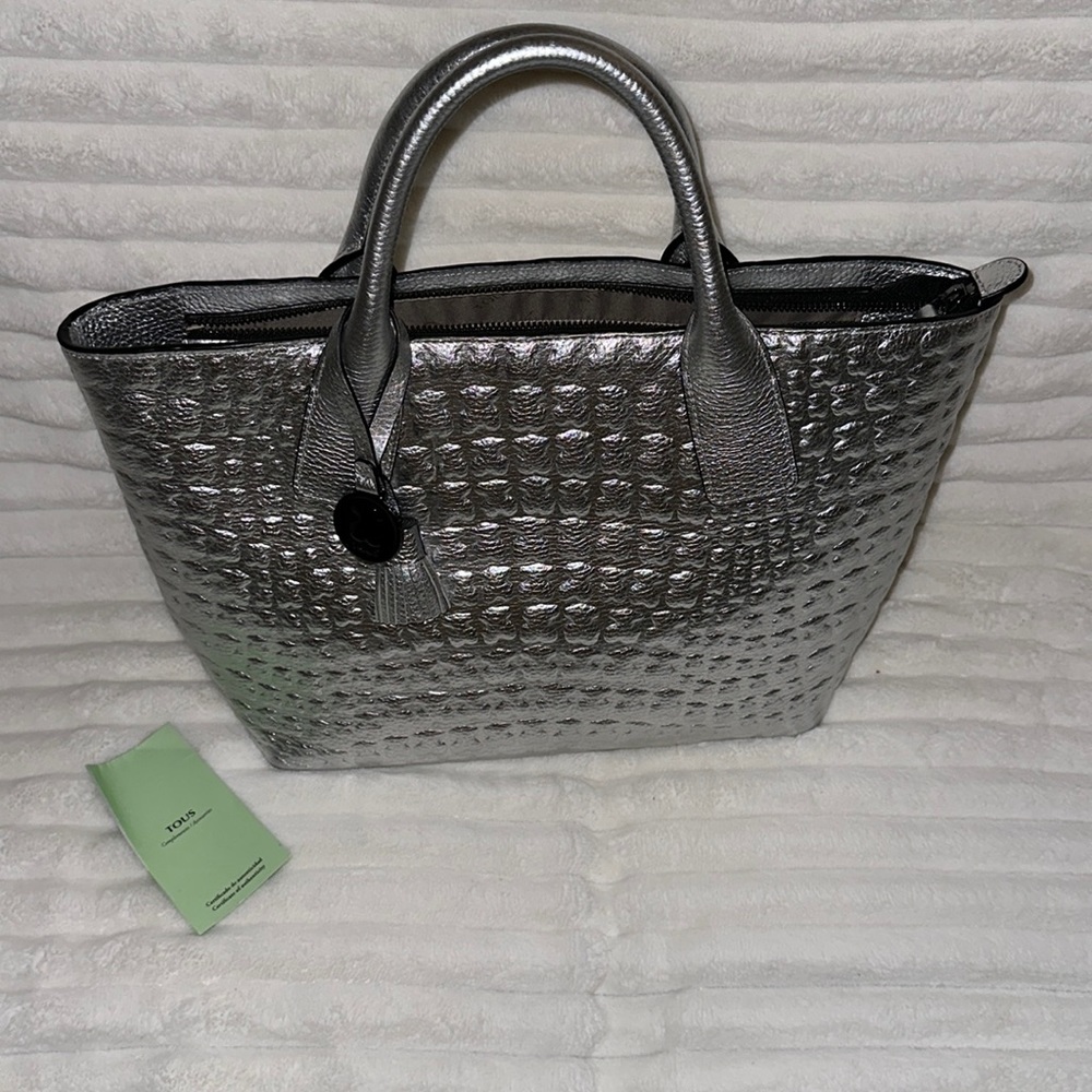 Tous Sherton Silver Tote Bag